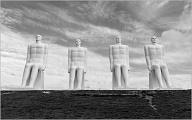 Man at Sea is a scupture outside of Esbjerg in Denmark. The scuptures are looking at the sea. <a href="https://en.wikipedia.org/wiki/Men_at_Sea">https://en.wikipedia.org/wiki/Men_at_Sea</a>