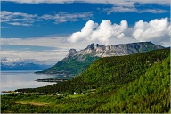 Somewhere around Narvik, Norway, possibly with a view towards Lofoten. I still remember it being the nicest day on my trip to Nordkapp in 2008.
